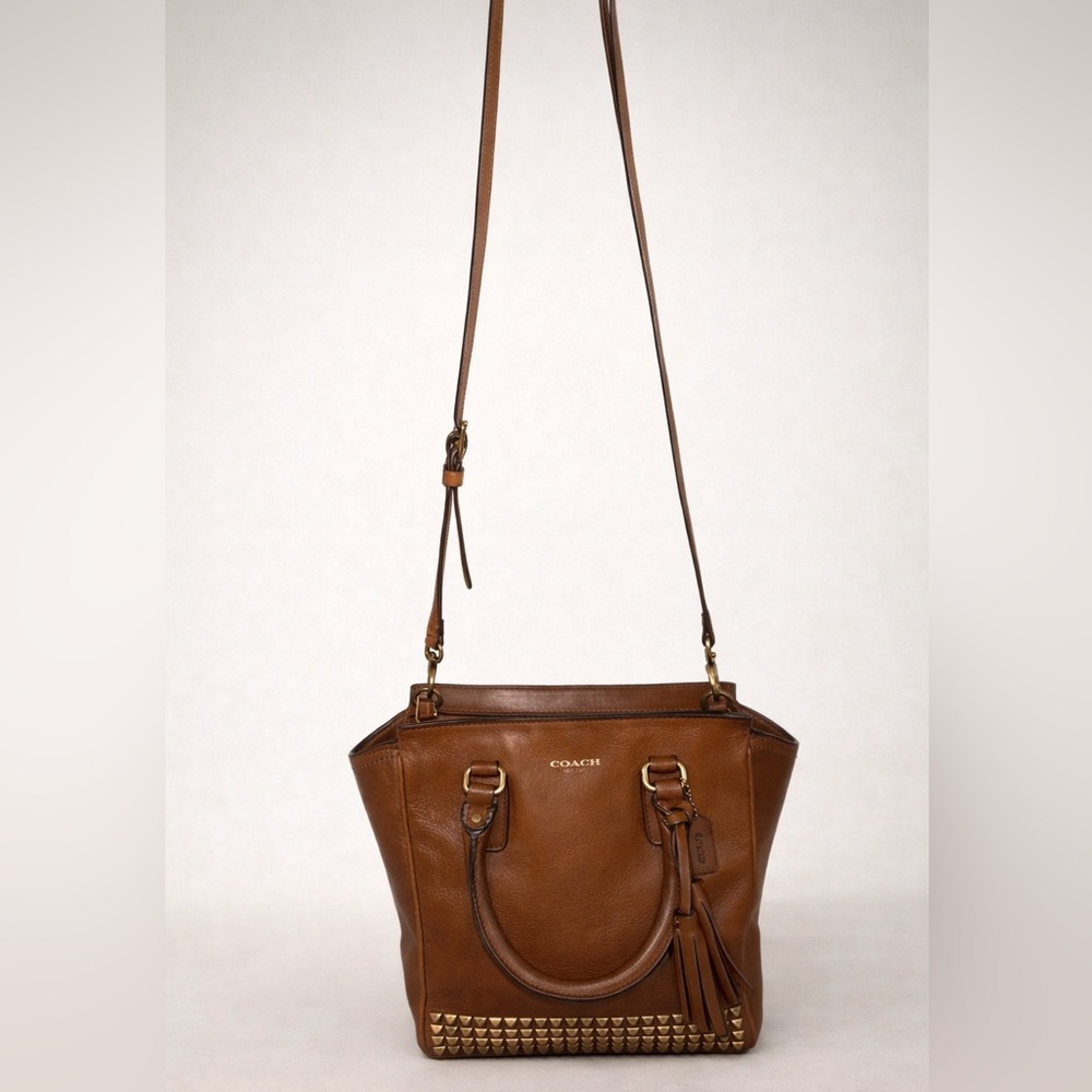Coach Mini Tanner Leather Studded Satchel Crossbody Tassel Bag (Possibly 2013)